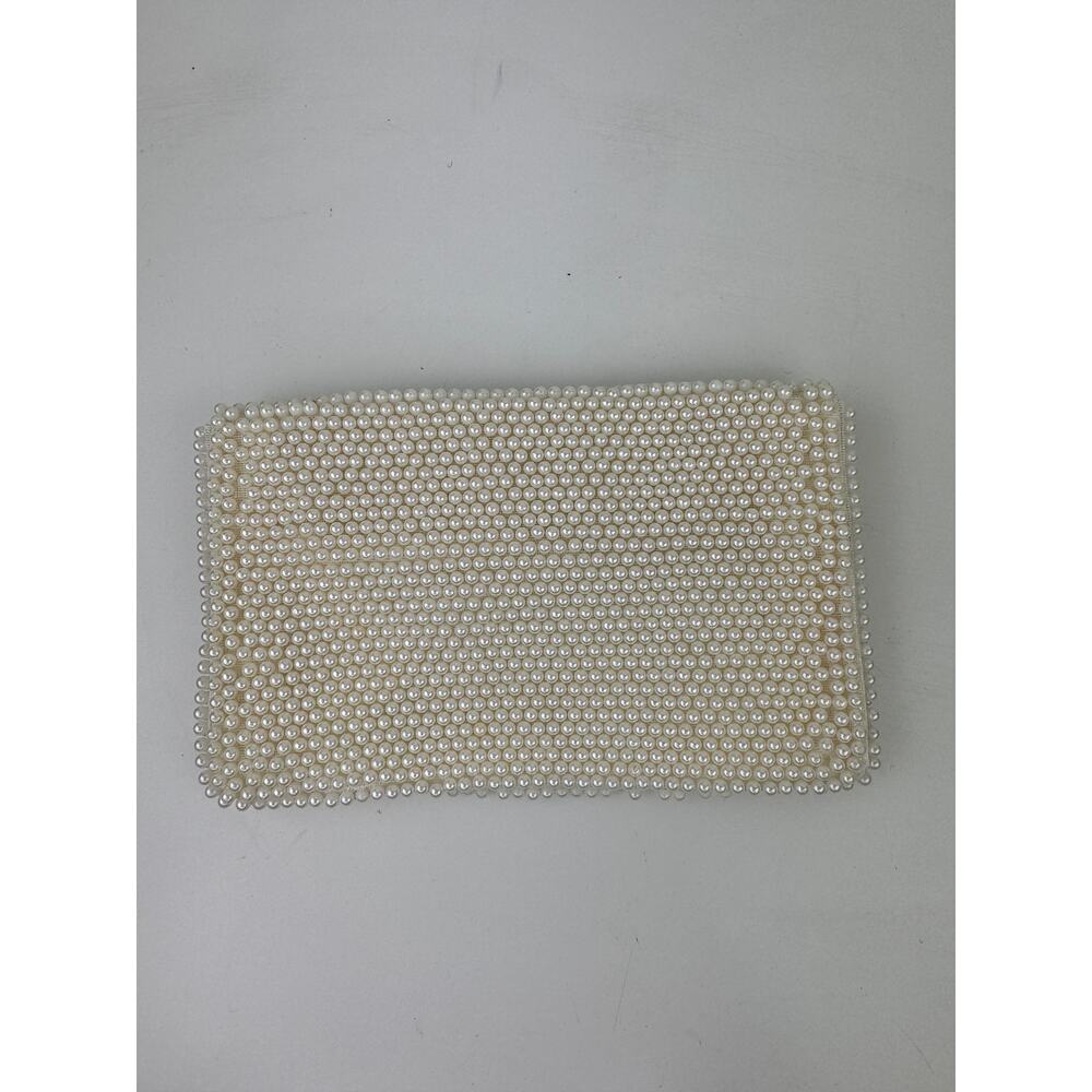 VINTAGE Bags By Susan White Handbag Pearl Beaded Wedding Party Clutch Wallet - Picture 2 of 4